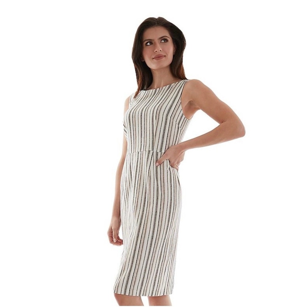 Apt. 9 Womens Linen Blend Striped Sleeveless Sheath Dress Size 4 NWT - Picture 2 of 11